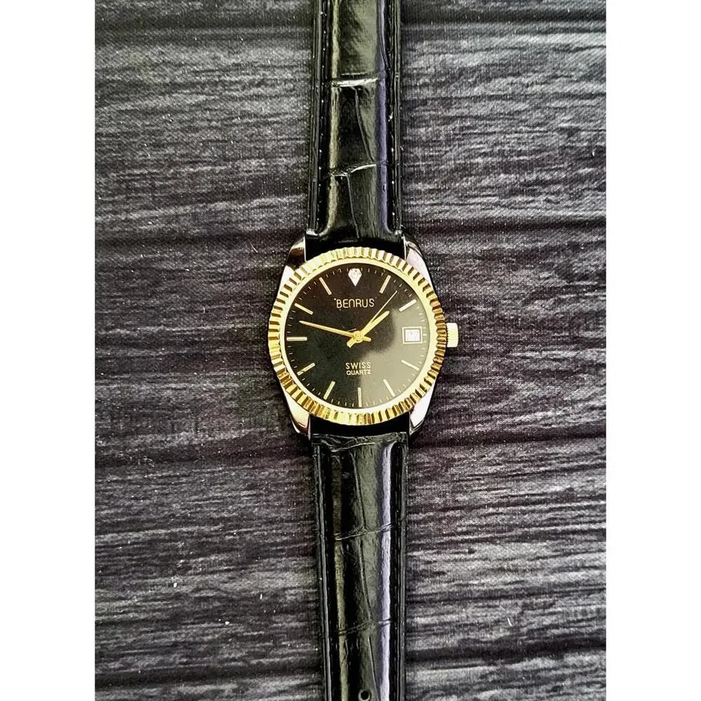 Rare Benrus Smoke Swiss Diamond President‎ Watch Fluted Bezel